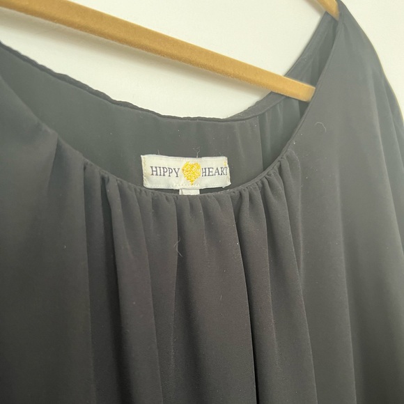 Hippy Heart Handmade Cape Top Shirt Art Deco Gold Metallic Triangle Trim XL Blk - Picture 4 of 7